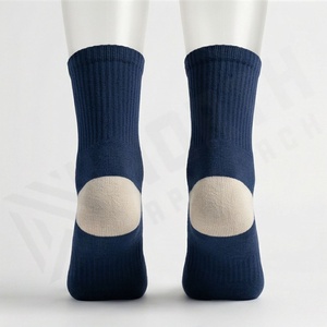 Crew <b>Socks</b> Solid Navy Blue Cotton Knitted Breathable Casual Daily Wear Adult Spring Standard Thickness - Product Image 2
