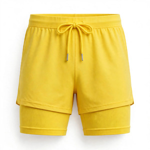Shorts Bermuda Homme Taille Haute Couleur Unie Personnalisable avec Cordon de Serrage, Sportswear Décontracté Grande Taille en Coton Tricoté Spandex - Product Image 1