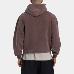 Custom Oversized Heavyweight Acid Wash Hoodie Vintage Mineral Wash Streetwear <b>Pullover</b> <b>Men</b> Cotton Fleece Drop Shoulder Hoody - Product Image 4