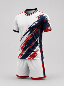 Créez votre propre ensemble d'uniformes de football pour hommes adultes de haute qualité, personnalisé, en polyester 100% respirant, à col en V et manches courtes - Product Image 2
