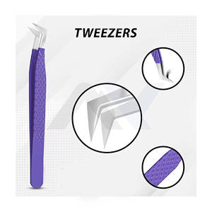 Pinzas para Pestañas con Agarre, Pinzas Rectas de Acero Inoxidable para Extensión de Pestañas, Uso Personal de Belleza, Juego de 2 Piezas en Rosa y Morado - Product Image 6