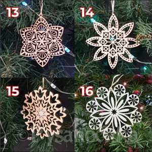 Adornos de Copos de Nieve de Madera, Corte Láser, Decoración Navideña Geométrica, Adornos Decorativos para Montar en la Pared del Hogar - Product Image 5