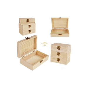 Boîte à bijoux en bois naturel artisanale avec couvercle, design rectangulaire classique personnalisé, organisateur de rangement à charnières pour usage domestique - Product Image 5