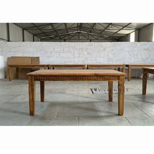 Mesa de Centro Minimalista con Tapa de Vidrio y Patas de Madera Sólida, Muebles Modernos para Sala de Estar - Product Image 5