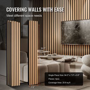 Decorazioni moderne da parete pannelli acustici in rovere chiaro 7.9X94.5 pollici legno a lamelle per un Design d'interni elegante - Product Image 6