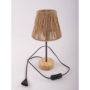Handmade Natural Jute Table <b>Lamp</b> With Linen Shade <b>Vintage</b> Hemp Rope Desk Light Boho Woven Bedside Nightstand <b>Lamp</b> for Living Use - Product Image 3