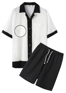 Conjunto de ropa de salón de algodón de punto liso con cuello redondo unisex para hombre, ropa de dormir de verano de Bangladesh - Product Image 2