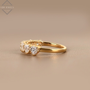 Anillo de Eternidad de Diamantes con Corte Corazón de Lujo, Oro Amarillo, Engaste de Garras, Anillo de Boda para Mujer, Regalo de Joyería Nupcial para Aniversario - Product Image 2