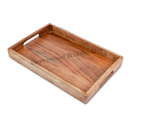 Bandeja de madera de mango sostenible con asa Precio al por mayor Bandejas de madera versátiles para servir desayuno Café Cena y decoración - Product Image 4