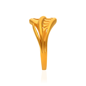 18K Yellow Gold Openwork Leaf Designer <b>Ring</b> with Contemporary Nature-Inspired Pattern Elegant Gold Leaf Filigree <b>Adjustable</b> <b>Ring</b> - Product Image 4