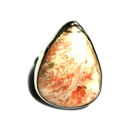 Bague de déclaration de luxe en argent sterling 925 avec scolecite rose taille poire, faite à la main, certifiée par un tiers, pour femme, pour mariage et anniversaire