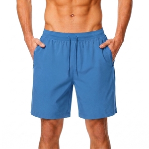 Shorts Bermuda Homme Bleu Uni en Toile 100% Coton Respirant Imperméable à Séchage Rapide avec Taille Élastique et Poches – Coupe Décontractée Taille Moyenne - Product Image 1