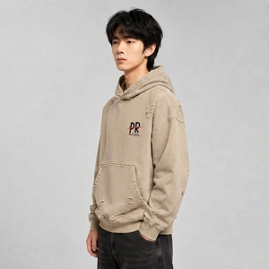 Sudadera con capucha para hombre al por mayor, con tela resistente, diseño moderno, ajuste cómodo y acabado desgastado elegante para uso diario. - Product Image 6