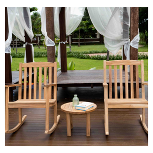 เก้าอี้โยกไม้สักคุณภาพดี สไตล์มินิมอล สำหรับใช้งานกลางแจ้งและในห้องนั่งเล่น/ห้องรับประทานอาหาร ทนทานและเป็นมิตรกับสิ่งแวดล้อม จากอินโดนีเซีย - Product Image 1