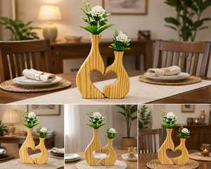 Handmade Round Wooden Modern Decorative Flower <b>Vase</b> Tabletop <b>Bud</b> <b>Vase</b> for Wedding Party Home Decor - Product Image 5