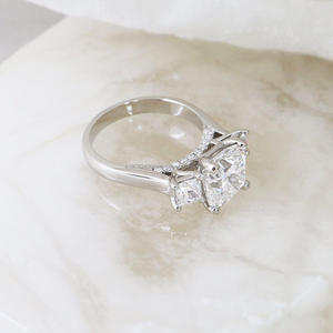 IGI/GIA Lab Grown Princess Cut Blanc Vintage 14k Or Jaune Mariage/Bague de Fiançailles Unisexe Fine Or Blanc Fête Anniversaire - Product Image 1