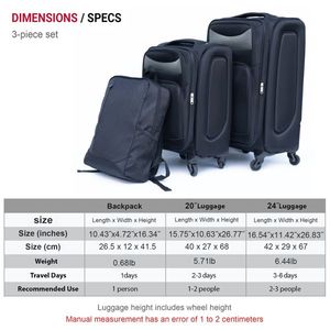 Set di Zaini Leggeri e Alla Moda in Nero per Viaggi - Materiale PC e PU, Stile Classico e Vintage, Chiusura con Cerniera, Fodera in Poliestere - Product Image 2