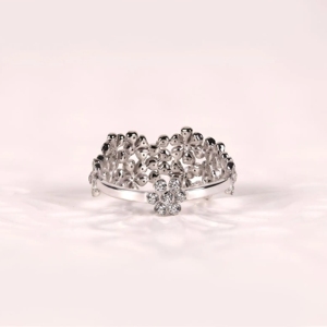 Anillo de compromiso de lujo con diamantes de laboratorio de corte redondo, estilo vintage, de oro de 14K con múltiples piedras, diseño para fiesta y boda - Product Image 3