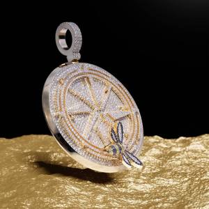 NUOYA - Colgante de Plata con Nombre y Número Personalizados, Estilo Hip Hop, con Diamantes CZ, Diseño de Disco Redondo Grande, Totalmente Brillante - Product Image 2