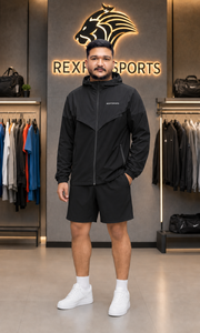 REXFIT SPORTS 2026Wholesale Custom Men’s Nylon Training Set Hooded Windbreaker <b>Jacket</b> and Shorts <b>Lightweight</b> Gym <b>Running</b> Wear - Product Image 2