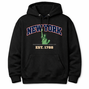 เสื้อฮู้ดดี้ผ้าเชนิลล์ปักลาย New York สำหรับผู้ชาย สไตล์ลำลอง ผ้าฝ้ายฟลีซ พิมพ์ลายด้านหน้า ทรงปกติ ใส่ได้ในช่วงฤดูใบไม้ร่วง - Product Image 1