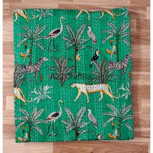 Juego de Edredón de Algodón Orgánico Estampado a Mano, Diseño Tradicional de Lujo, Estilo Kantha Vintage, Transpirable, Ecológico, para Todas las Estaciones - Product Image 5