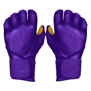 Purple PU Leather Batting Gloves With Padded Palm <b>Hook</b> And Loop Closure Unisex Adult Training - Product Image 1