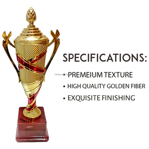 Trophée Spirale d'Or avec Poignées Ensemble de Trophées de Prix Accent Rouge Trophées en Plastique Personnalisables pour le Sport, les Événements et la Reconnaissance - Product Image 3