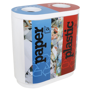 Outdoor Recycle Waste <b>Bin</b> Dual 60L Made of Fiberglass - Product Image 2