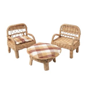 Natural Woven Rattan <b>Doll</b> Chair Table Set Durable Toy Furniture Wholesale Factory Price Hot Sale For International Business - Product Image 1