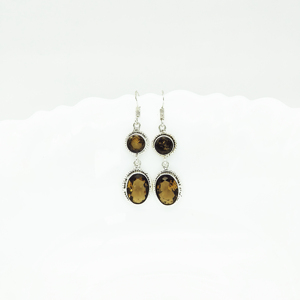 Wholesale <b>Silver</b> Oxidized Plated Round and Oval Quartz Gemstone <b>Dangle</b> <b>Earrings</b> | 925 Sterling <b>Silver</b> Designer Jewelry - Product Image 1