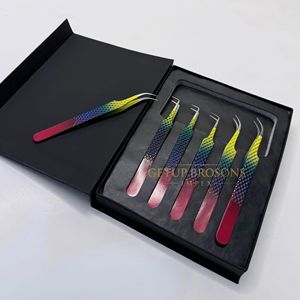Getup Brosons Impex Ensemble de pinces à cils en acier inoxydable japonais couleur arc-en-ciel, outils de précision, pointes lisses, emballage en boîte - Product Image 5