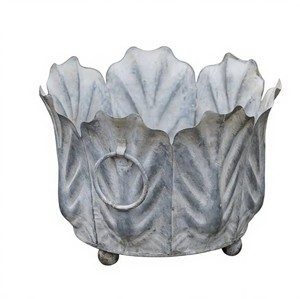 Galvanized Rustic Flower Shade rustic metal Zinc <b>planters</b> indoor outdoor Industrial style pots with Ring Handle <b>Planters</b> Pots - Product Image 3