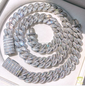 Nouveauté en promotion : Chaîne de luxe en argent sterling 925 avec diamants moissanite taille baguette de 18 mm, style hip-hop, disponible - Product Image 3
