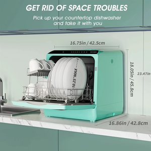 เครื่องล้างจานแบบตั้งโต๊ะพกพา A-I-R-M-S-E-N ถังขนาด 5 ลิตร 5 โปรแกรม พร้อมระบบอบแห้งด้วยลมร้อน รุ่น M-i-n-t G-r-e-e-n - Product Image 5