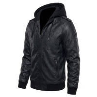 Veste en cuir PU pour homme grande taille avec rembourrage en polyester – Manteau décontracté zippé pour l'hiver