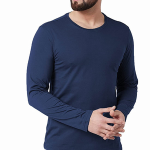 Camiseta de Manga Larga para Hombre, Corte Regular, Color Sólido, Cuello Redondo, Informal, 100% Algodón, Tallas S M L XL XXL - Product Image 4