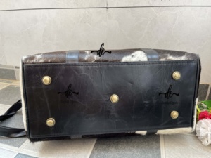 Bolsos de Cuero Auténtico de Vaca, Multiusos, Hechos a Mano, Unisex, Bolsa de Viaje Grande, Bolso de Mano con Pelo de Animal - Product Image 4