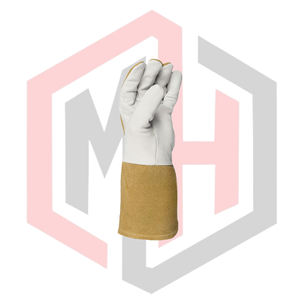 ถุงมือป้องกันความร้อนสำหรับนักดับเพลิง ถุงมือเชื่อมโลหะเพื่อความปลอดภัยในอุตสาหกรรม ป้องกันไฟไหม้ หนังแท้กันการบาด ขนาด 14 นิ้ว ปราศจากซิลิโคน - Product Image 2