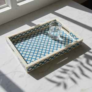 Plateau en os incrusté de qualité supérieure, design attrayant, plateau de service et de rangement pour aliments, idéal pour la maison et la cuisine, plateau de table à manger. - Product Image 3