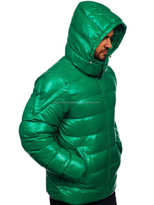 2024 Winter Green Bubble Coat High Quality Hood Custom Oem Pattern Decoration Long High Street Outdoor Woven <b>Jacket</b> for Spring - Product Image 5