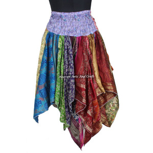 Jupe assortie de danse tribale urbaine DS013 Patch de travail jupe nouvelle couche conçue Patch en soie recyclée robe de travail Festival fête été - Product Image 1