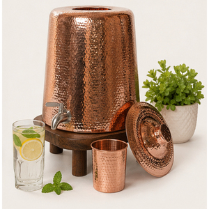 Premium Hand-Hammered Pure Copper Water Dispenser Rustproof Ayurvedic Matka Pot with Leakproof Brass Tap for Home & Office - Product Image 4
