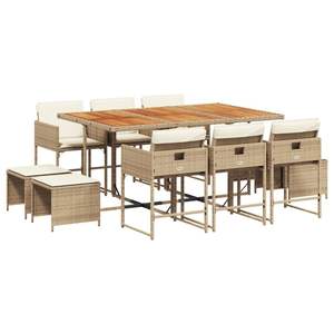 Conjunto de Comedor Plegable Grande para Jardín, en Ratán Sintético PE Beige - Product Image 2