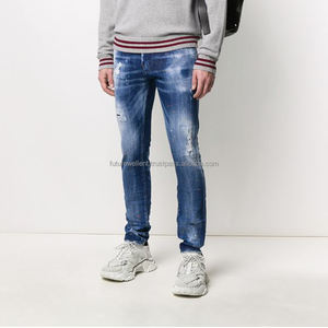 Pantalones de mezclilla para hombre de diseño informal de fabricantes al por mayor, pantalones de mezclilla con estampado digital, pantalones vaqueros de pierna recta de algodón para hombre - Product Image 2