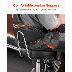 Taburete Neumático de Taller con Respaldo y Ruedas, Capacidad de Carga de 300 Libras, Asiento Giratorio Ajustable de 360 Grados para Talleres y Hospitales - Product Image 3