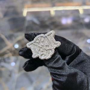 Custom 925 <b>Silver</b> Gold Plated Moissanite <b>Cross</b> <b>Ring</b> with Prong Setting Micro Insert Unisex Hip Hop Jewelry for Party Wedding - Product Image 1