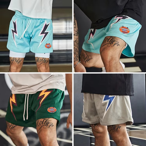 Shorts de basket-ball personnalisés pour hommes, en maille, double couche, polyester, grande taille, streetwear d'été, athlétique, pour la course et la gym - Product Image 2