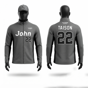 Chaqueta de Entrenamiento de Lacrosse Unisex, Premium, 330 g/m², Poliéster de Secado Rápido, con Capucha, Paneles Laterales Grises y Negros, Impresión Personalizada - Product Image 1