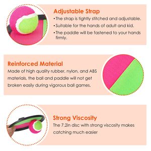3 Set di Giochi da Spiaggia con Racchette e Palla, Gioco all'Aperto per Divertirsi a Lanciare e Prendere la Palla - Product Image 2